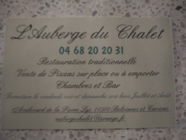 L'auberge Du Chalet menu