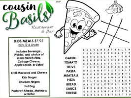 Cousin Basils Restaurant Bar menu