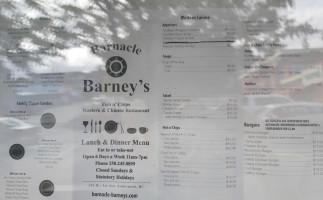Barnacle Barney's Fish N Chips menu