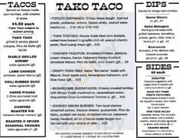 Tako Taco menu