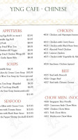 Ying Cafe menu