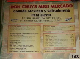 Don Chuys Mexi-mercado menu