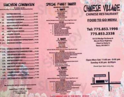 Chinese Village menu