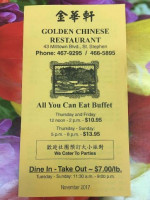 Golden Chinese Restaurant menu