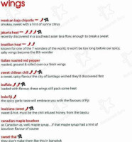 Wings Tap Grill menu