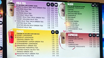 Kung Fu Tea menu