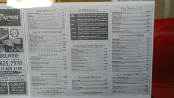 Curry Express menu