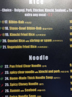 Zzan Korean Fusion menu