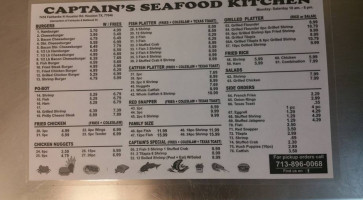 Captain's Seafood Kitchen menu