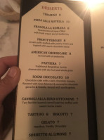 Trattoria Zero Otto Nove menu