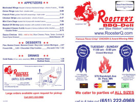 Rooster's Bbq Deli Catering menu