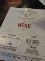 Johnny Ringo's menu