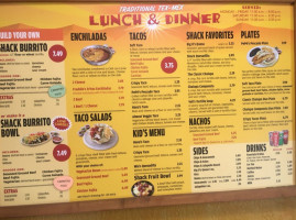 Taco Shack menu