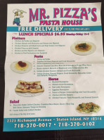 Mister Pizza's Pasta House menu
