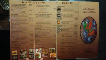 La Casa de Los Tesoros menu