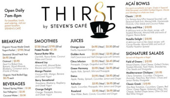 Steven's Cafe menu