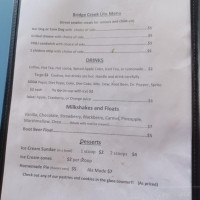 Bridge Creek Cafe menu