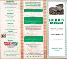 Paulie's Pub Grille menu