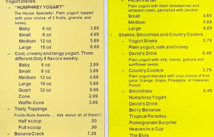 Counter Culture Frozen Yogurt menu