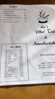 Le #x27;s Pho Tai Sandwiches menu