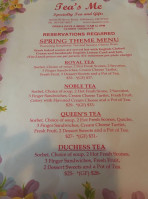 Tea's Me Specialty Tea Gifts menu