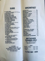 Metuchen Corner Deli menu