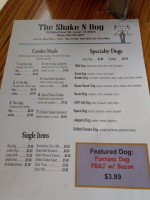 The Shake-n-dog menu