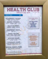 Health Club menu