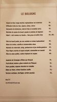 Le Bologne menu