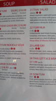 Arawan Thai Cusine menu