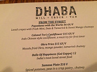 Dhaba at the Mill menu