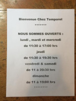 Chez Temporel menu