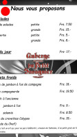 Auberge du Petit Savagnier menu