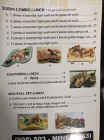 Mi- Ne Sushi menu