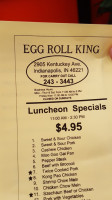 Egg Roll King menu