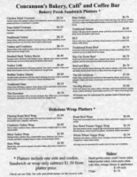 Concannon's Bakery Cafe And Coffee menu