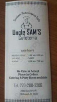 Uncle Sam's Cafeteria menu