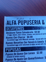 Alpha Pupuseria And menu