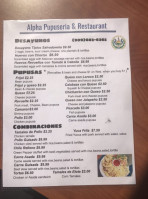 Alpha Pupuseria And menu