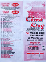 China King menu