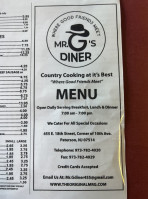 The Original Mr. G's menu