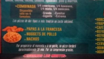 Pizzas Veros menu