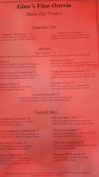 Gino's Vino Osteria menu