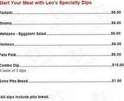 Leo's Tapas & Grill Greek Cuisine menu