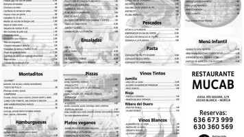 Restaurante Bar Mucab menu