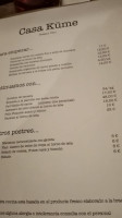 Casa Küme menu