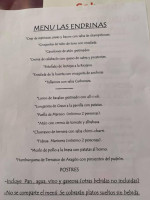 Las Endrinas menu