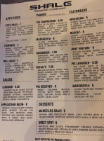 Shale Brewing Company menu