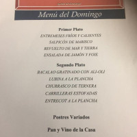 Bar Restaurante Blanco menu