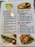 Pho Phu Linh menu